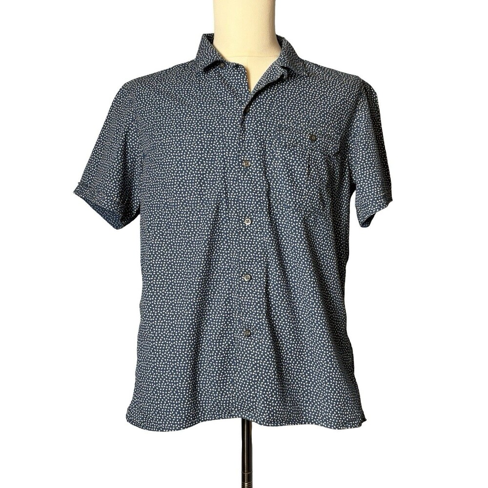 Banana Republic Camden Fit Shirt Mens L Blue Geometric Short Sleeve